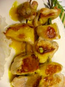 Receita de Espetadas de frango com rosmaninho e gengibre