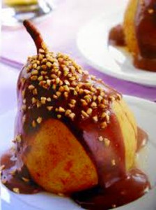 Receita de Peras cozidas com Creme de Avelãs