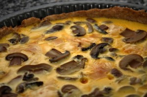Receita de Quiche de Queijo, Fiambre e Cogumelos