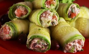 rolinhos de courgete e presunto