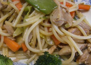 massa com legumes e soja