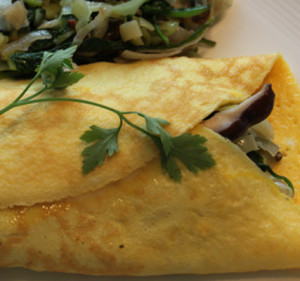 crepe de lentilhas com salada de grao