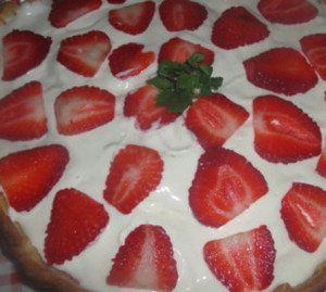 tarte de queijo e morangos