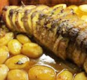 lombinhos acompanhados de espinafres