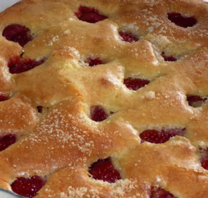 fofinho redondo de laranja com morangos