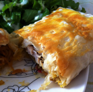 folhado de peixe e legumes