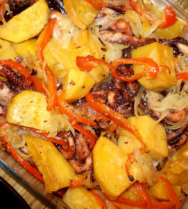 polvo assado no forno